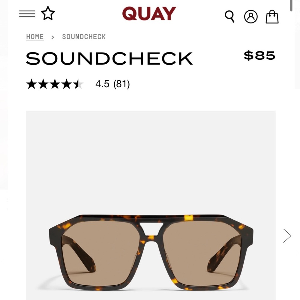 NEW - Quay Australia Soundtrack Unisex Aviator Sunglasses
